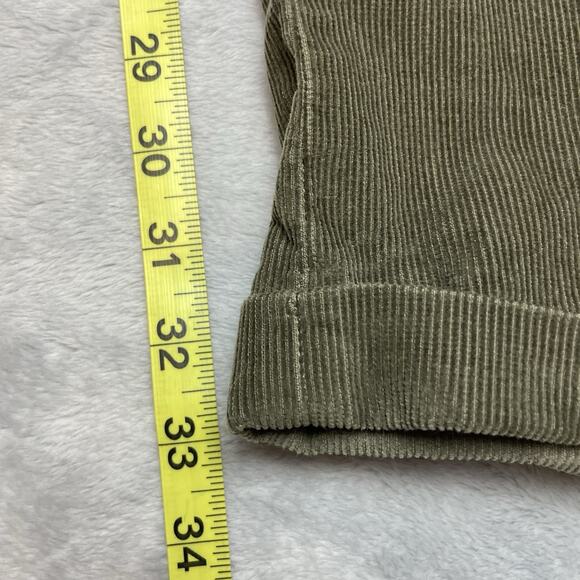 Vtg Lands End Corduroy Pants Mens 38R Olive Green 100% Cotton Pleated Cuffed - Picture 8 of 11